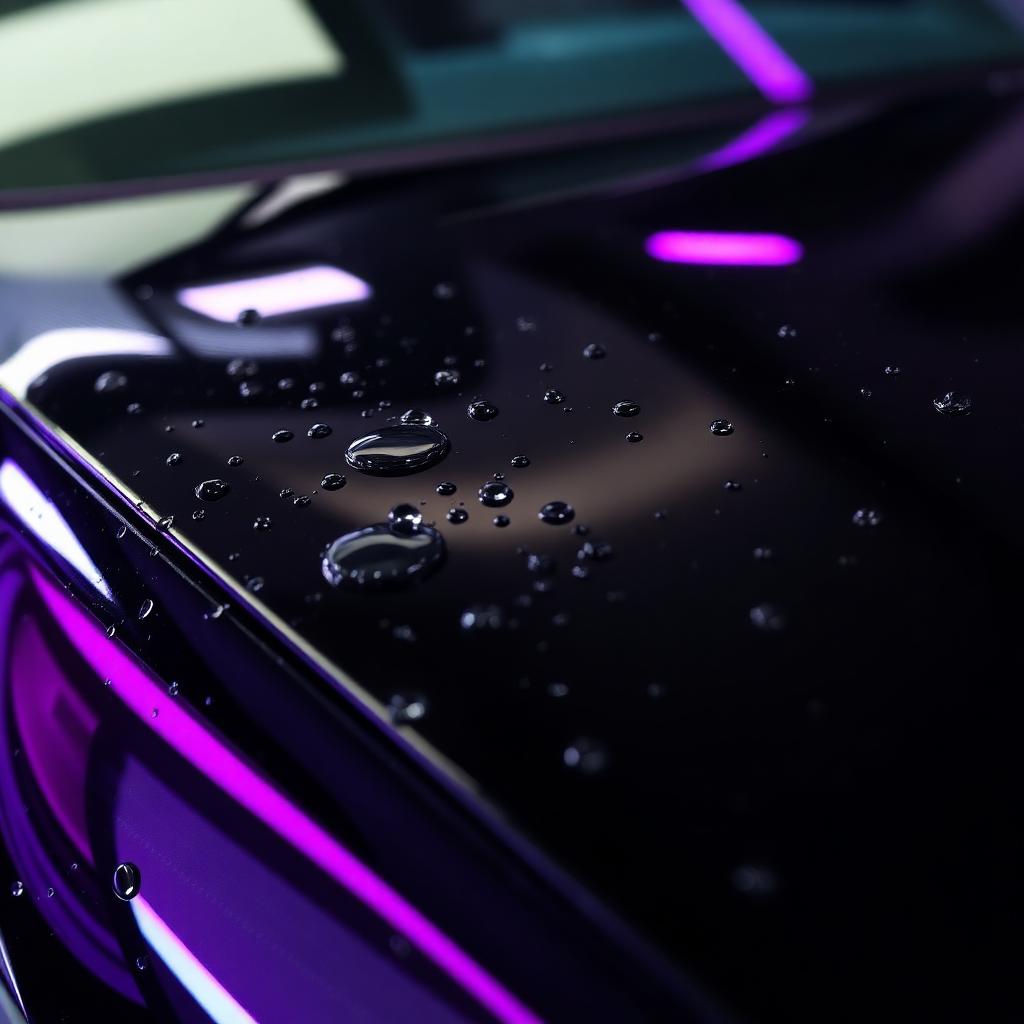 Glossy black paint after exterior detail